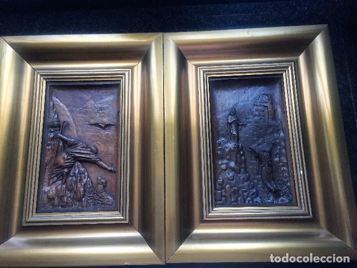 Antig&uuml;edades: CUADROS RELIGIOSOS TALLADOS MADERA - Foto 1