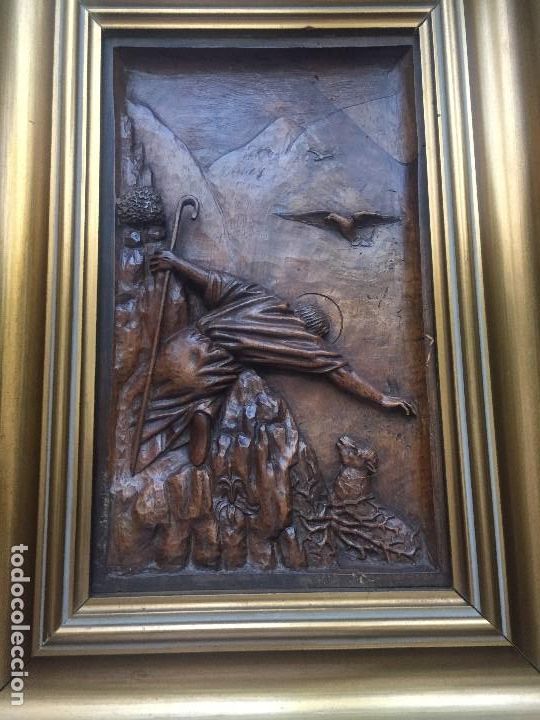Antig&uuml;edades: CUADROS RELIGIOSOS TALLADOS MADERA - Foto 6