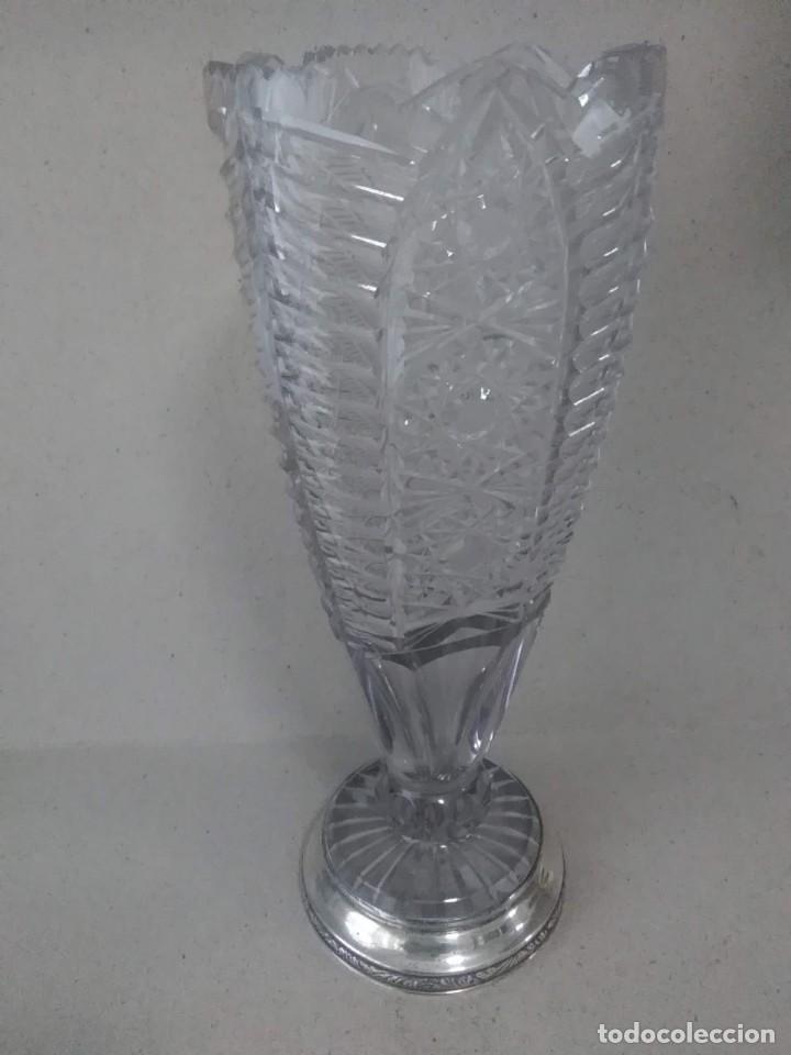 Antig&uuml;edades: Jarr&oacute;n de cristal antiguo con base de plata 925 - Foto 1