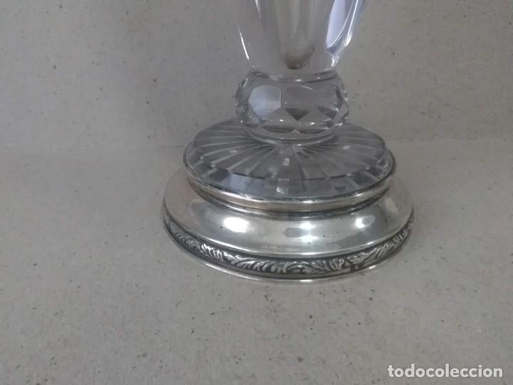 Antig&uuml;edades: Jarr&oacute;n de cristal antiguo con base de plata 925 - Foto 5