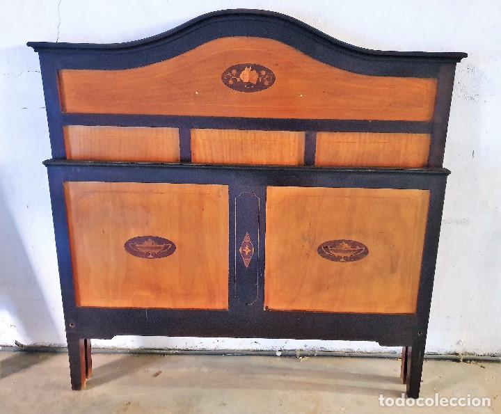 Antig&uuml;edades: ANTIGUA CAMA CON MARQUETERIA - Foto 1