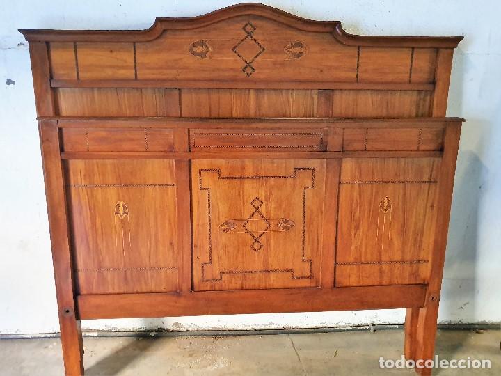 Antig&uuml;edades: ANTIGUA CAMA CON MARQUETERIA - Foto 1