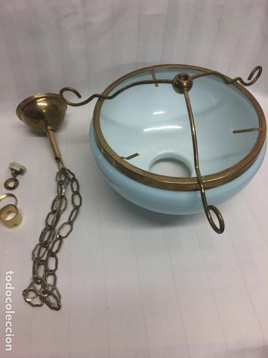 Antig&uuml;edades: L&aacute;mpara de techo opalina a&ntilde;os 20/30 - Foto 3