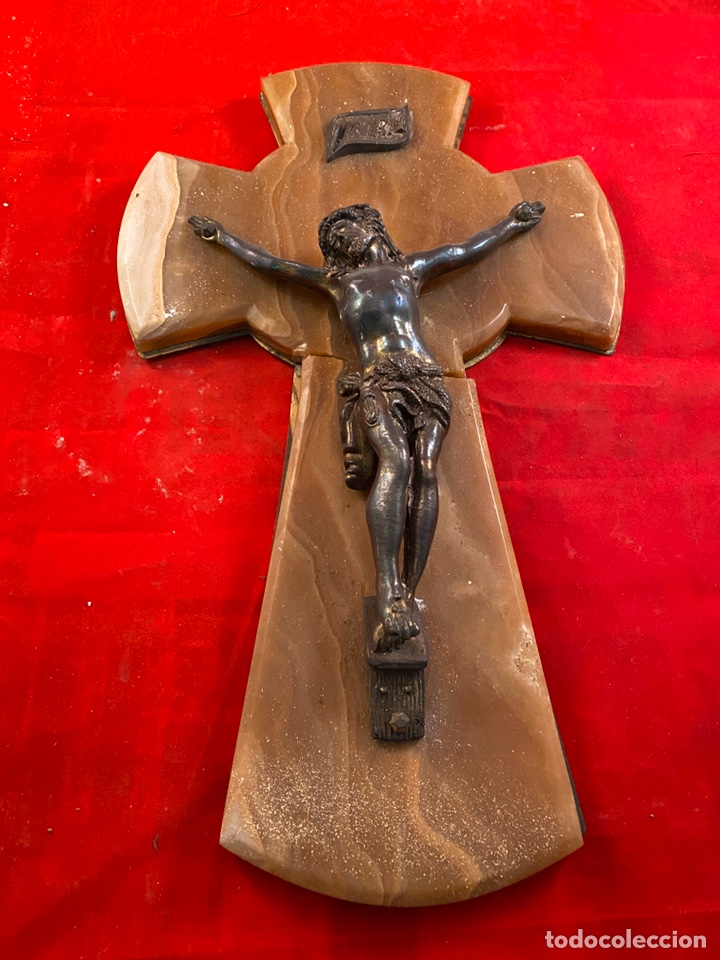Antig&uuml;edades: Cristo bronce sobre m&aacute;rmol para restaurar - Foto 2