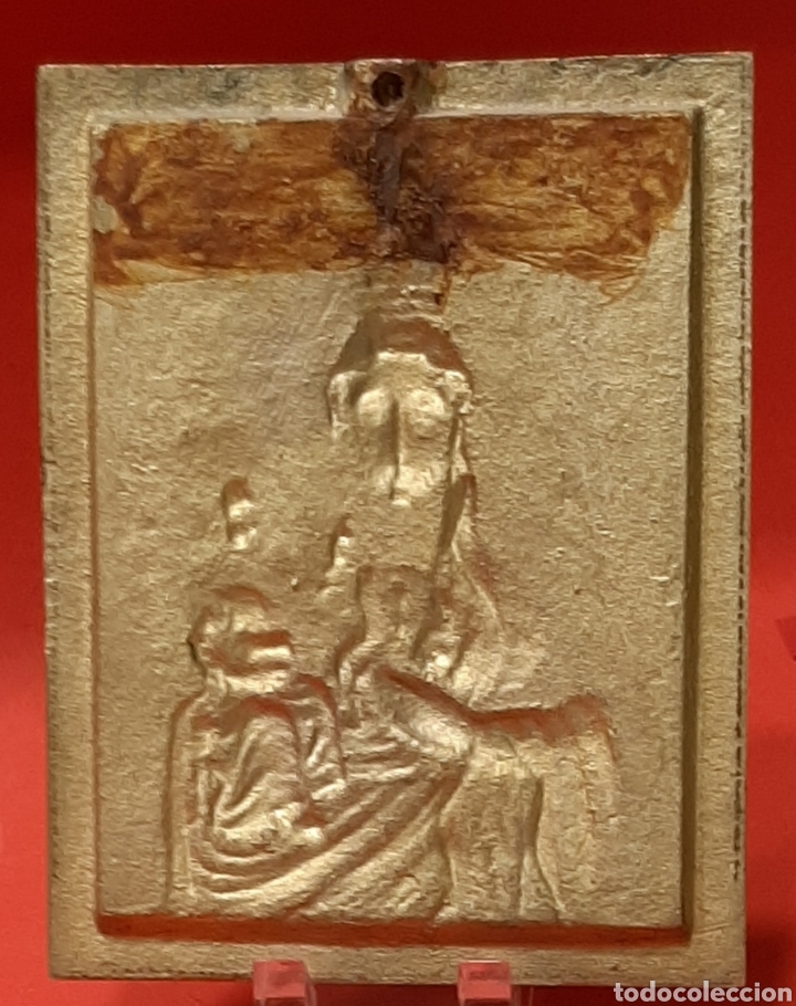 Antig&uuml;edades: VIRGEN CON NI&Ntilde;O. ANTIGUA PLACA DEVOCIONAL DE BRONCE. - Foto 2
