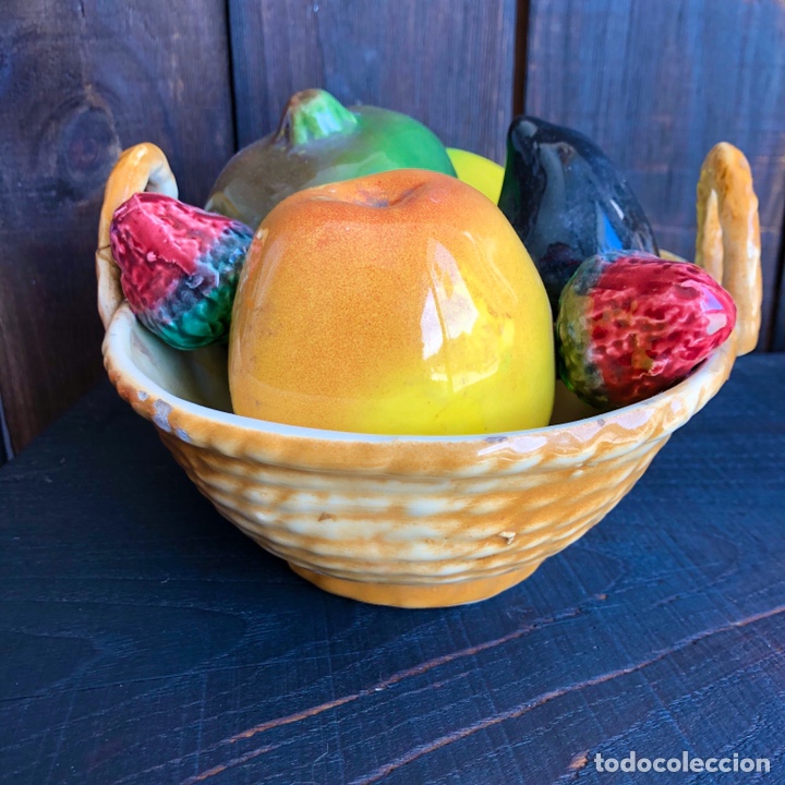 Antig&uuml;edades: CESTA CON FRUTAS EN CERAMICA DE MANISES - Foto 4
