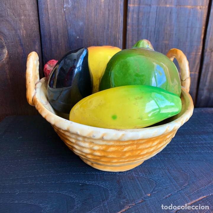 Antig&uuml;edades: CESTA CON FRUTAS EN CERAMICA DE MANISES - Foto 6