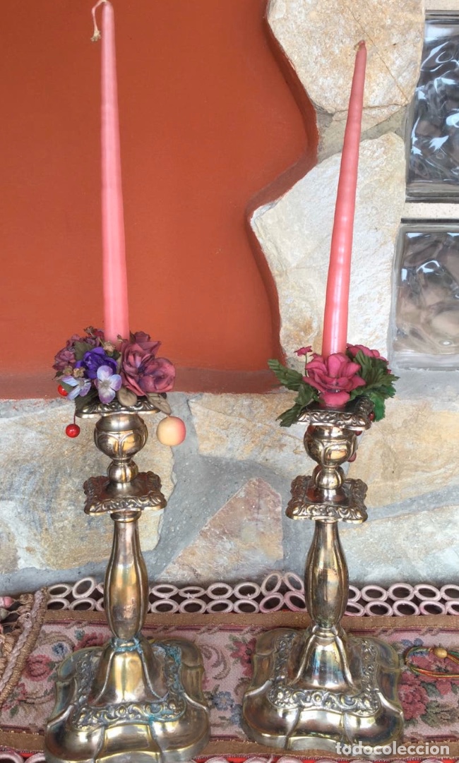 Antig&uuml;edades: Candelabros chapados en plata - Foto 1