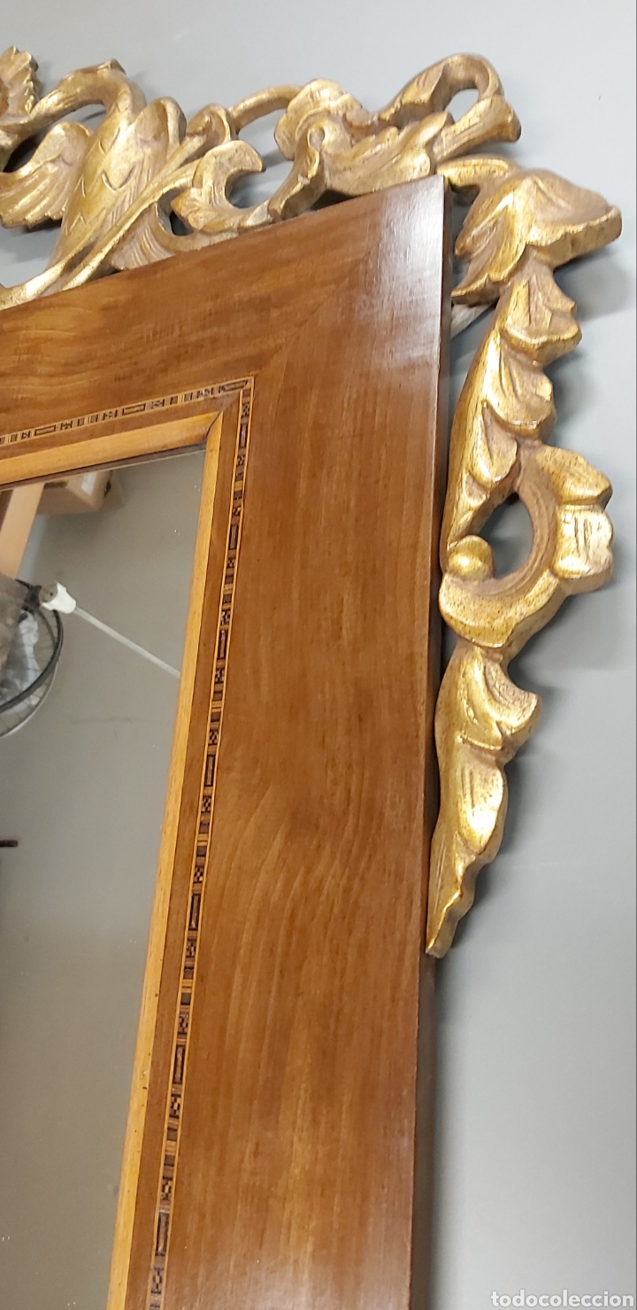 Antig&uuml;edades: Espejo greca marqueteria talla en pan de oro - Foto 13