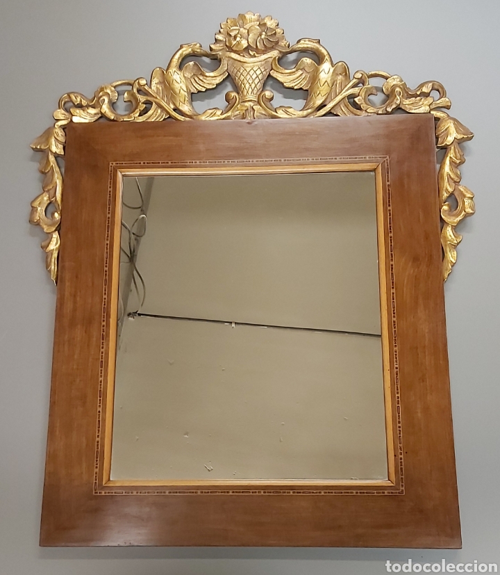 Antig&uuml;edades: Espejo greca marqueteria talla en pan de oro - Foto 1