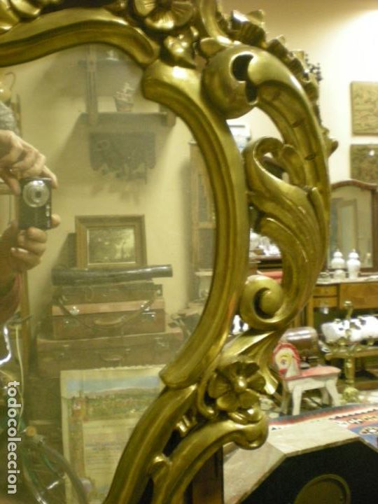 Antig&uuml;edades: ESPEJO ANTIGUO CON MARCO CORNUCOPIA CON PAN DE ORO - Foto 3