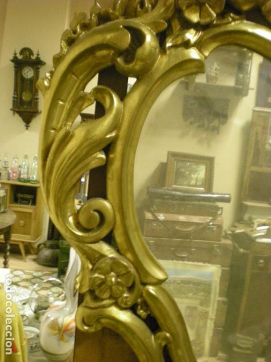 Antig&uuml;edades: ESPEJO ANTIGUO CON MARCO CORNUCOPIA CON PAN DE ORO - Foto 4