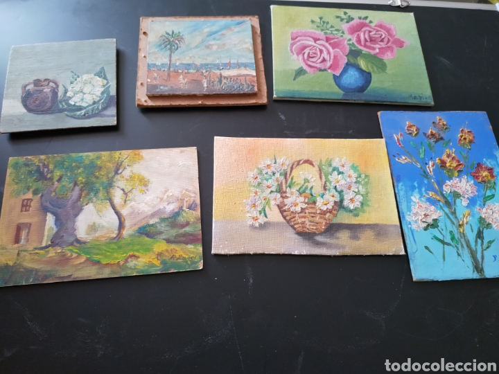 Oggetti Antichi: Lote pinturas &oacute;leos miniatura