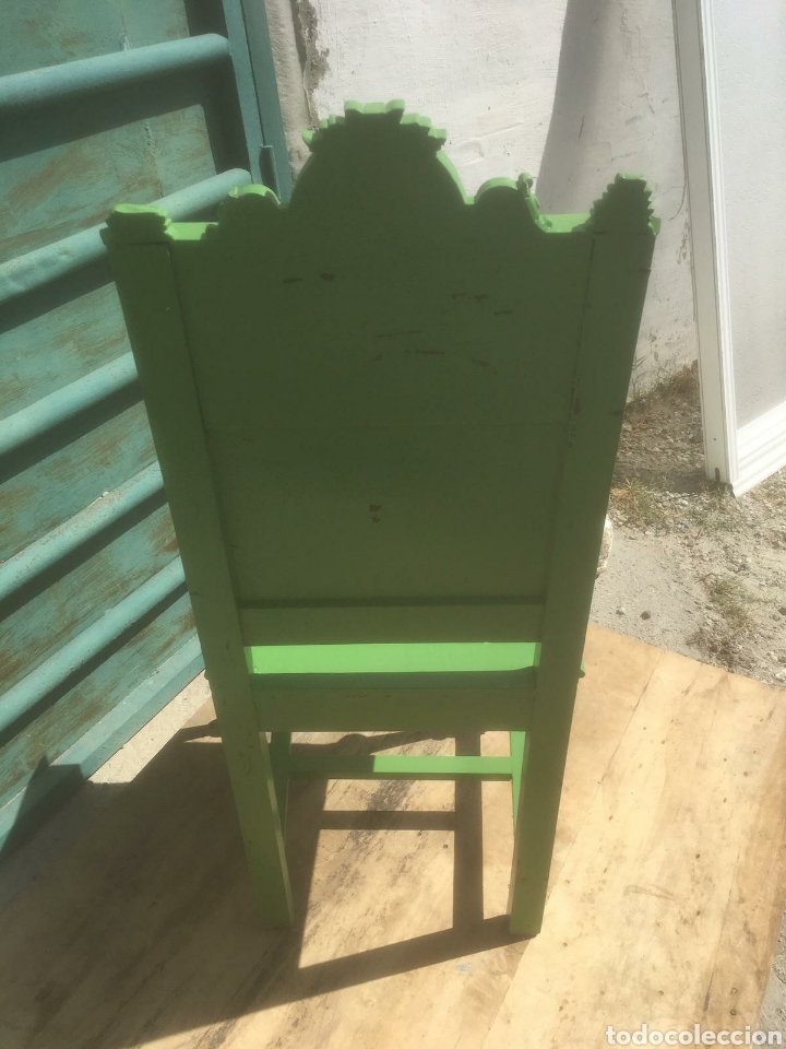 Antig&uuml;edades: SILLA CASTELLANA PINTADA VERDE - Foto 2