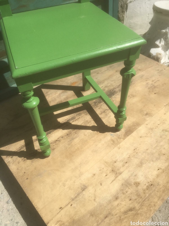 Antig&uuml;edades: SILLA CASTELLANA PINTADA VERDE - Foto 7