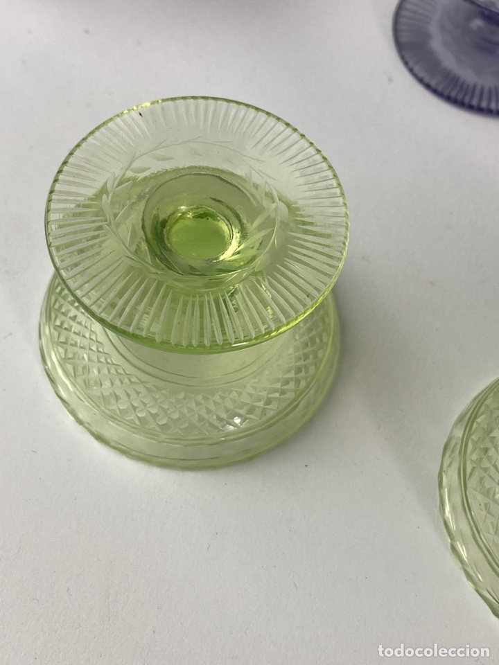 Antig&uuml;edades: CONJUNTO DE 5 COPAS DE CRISTAL TALLADO. - Foto 4