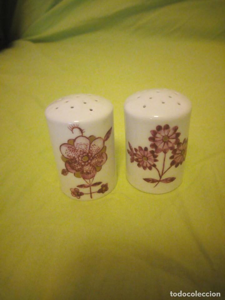 Oggetti Antichi: Precioso juego de salero y pimentero de porcelana obb