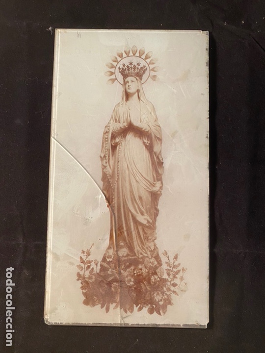 Antig&uuml;edades: Imagen de virgen sobre cristal - Foto 1