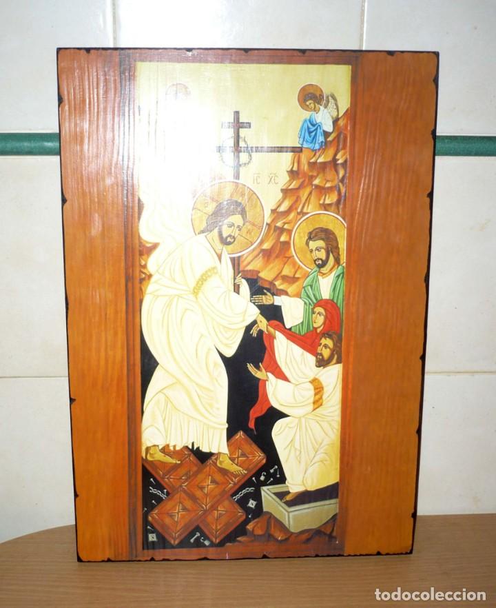 Antig&uuml;edades: L&aacute;mina sobre tabla Escena religiosa - Foto 2