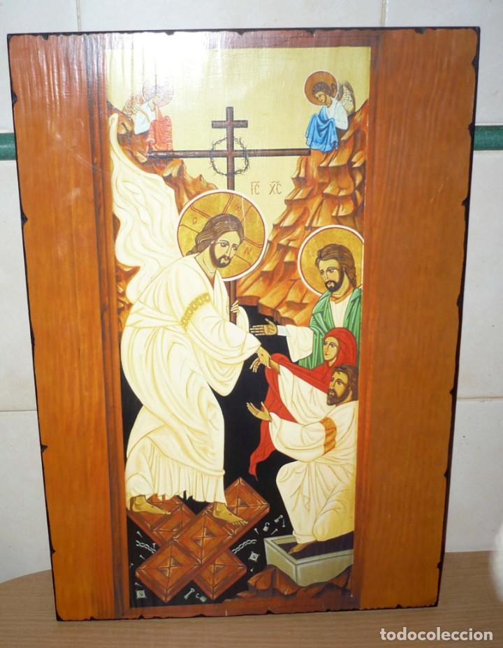 Antig&uuml;edades: L&aacute;mina sobre tabla Escena religiosa - Foto 3