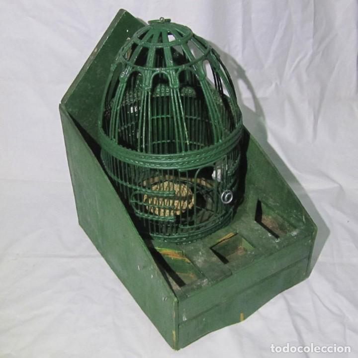 antigua jaula para perdiz con base de madera - Compra venta en