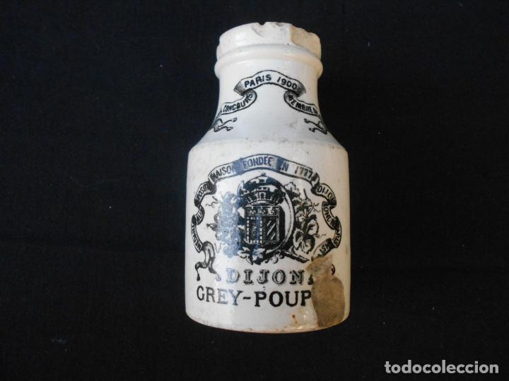 Antiguidades: ANTIGUO FRASCO FRANCES DE MOSTAZA CE PORT DE MOUTARDE - DIJON GREY -POUPON