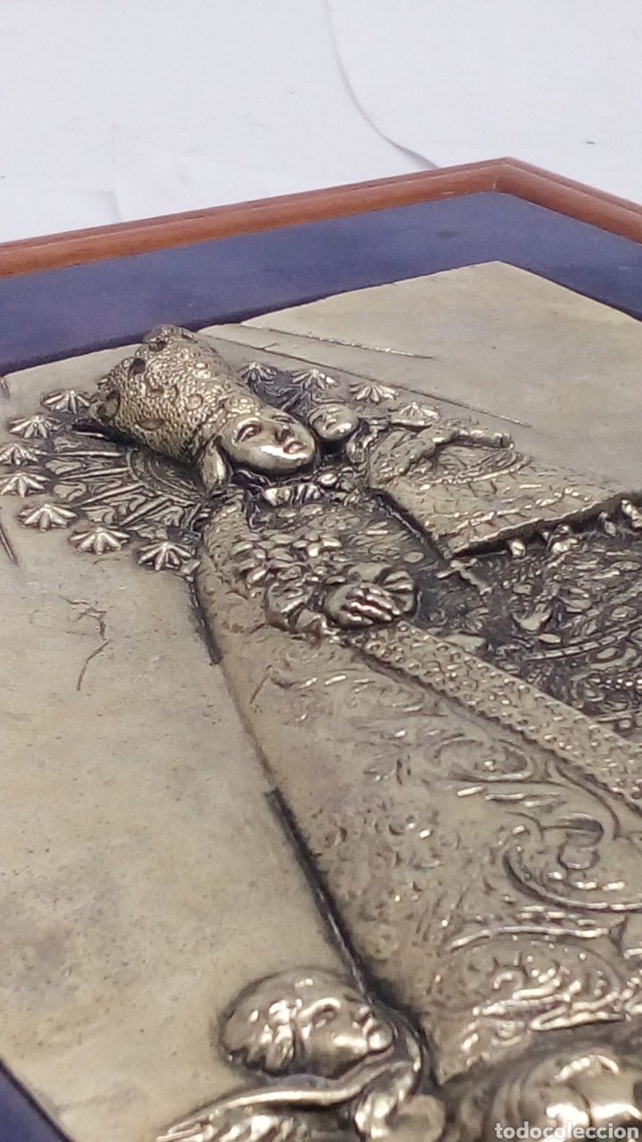 Antig&uuml;edades: Cuadro religioso repujado de chapado plata - Foto 3