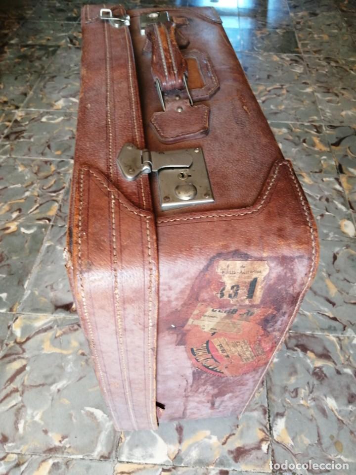 Antig&uuml;edades: Maleta de cuero final s xix - Foto 3