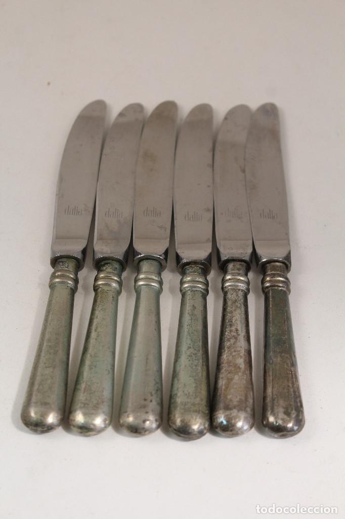 Antig&uuml;edades: juego de 6 cuchillos dalia con mango de plata - Foto 2