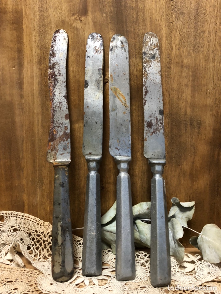Antiquit&eacute;s: LOTE DE 4 CUCHILLOS ANTIGUOS DE A&Ntilde;OS 1930-1940 aprox., CUBIERTOS