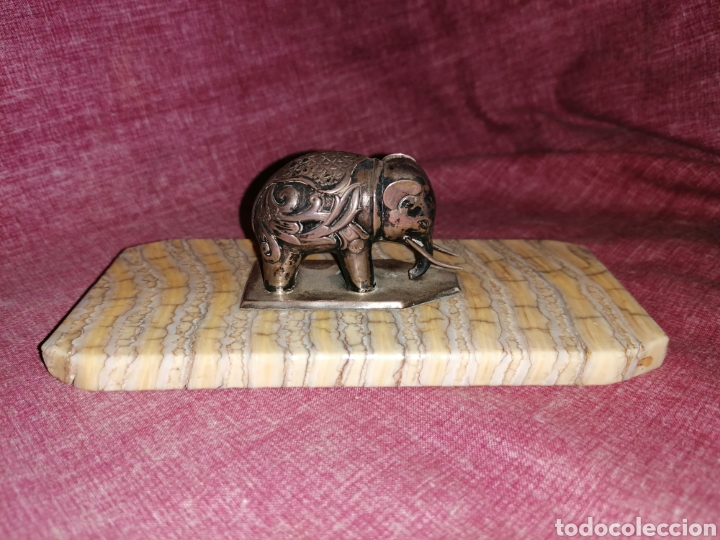 Antig&uuml;edades: ELEFANTE DE PLATA SOBRE BASE DE DIENTE DE ELEFANTE - Foto 6