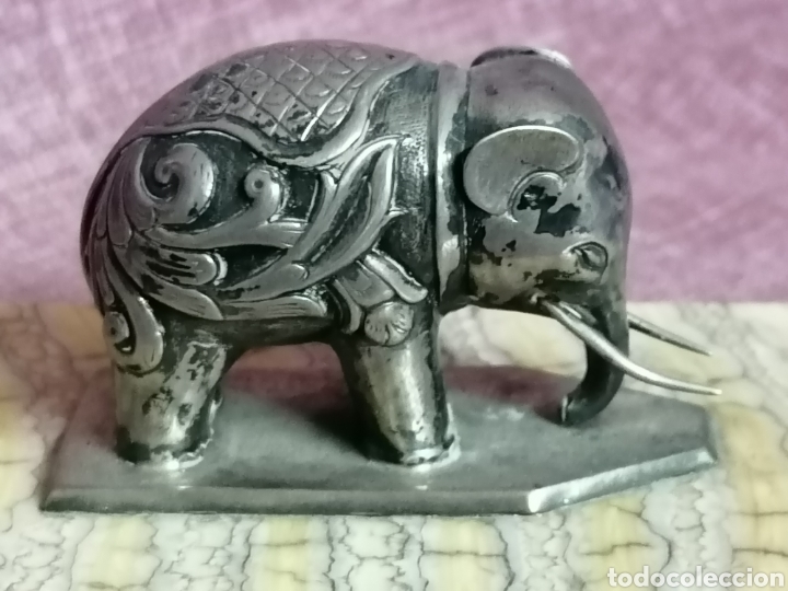 Antig&uuml;edades: ELEFANTE DE PLATA SOBRE BASE DE DIENTE DE ELEFANTE - Foto 20
