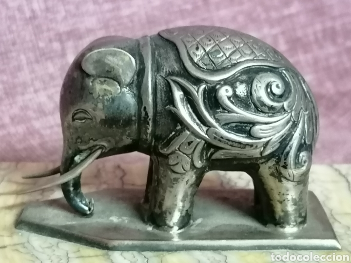 Antig&uuml;edades: ELEFANTE DE PLATA SOBRE BASE DE DIENTE DE ELEFANTE - Foto 22
