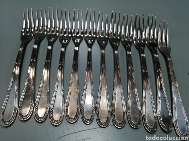 Antig&uuml;edades: 12 tenedores postre Rosadi. - Foto 2