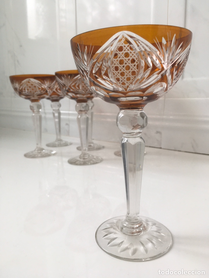 Antig&uuml;edades: Seis copas de cristal tallado (c. 1950) - Foto 4