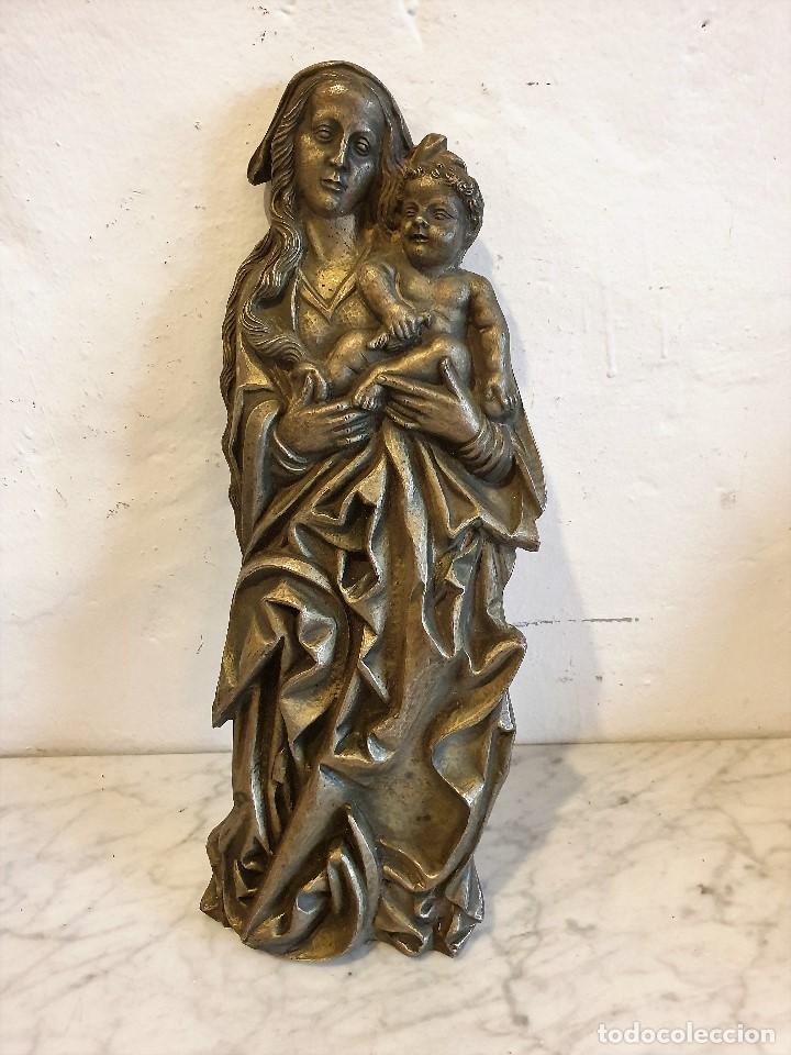 Antig&uuml;edades: FIGURA VIRGEN CON NI&Ntilde;O EN BRONCE - Foto 1