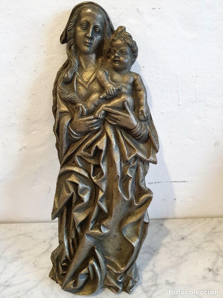 Antig&uuml;edades: FIGURA VIRGEN CON NI&Ntilde;O EN BRONCE - Foto 2