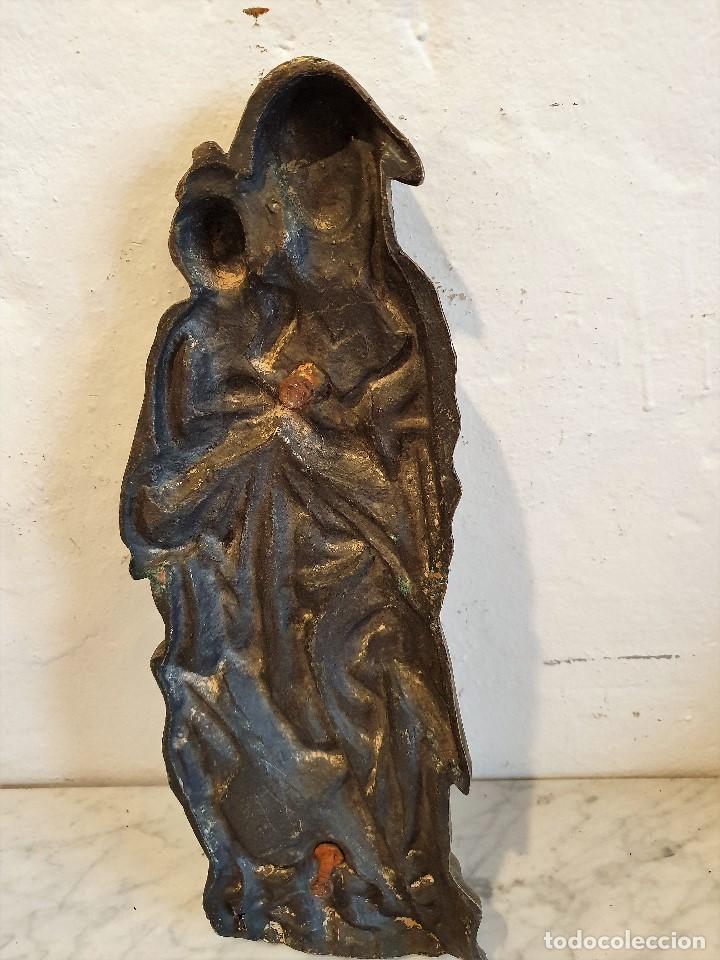 Antig&uuml;edades: FIGURA VIRGEN CON NI&Ntilde;O EN BRONCE - Foto 3