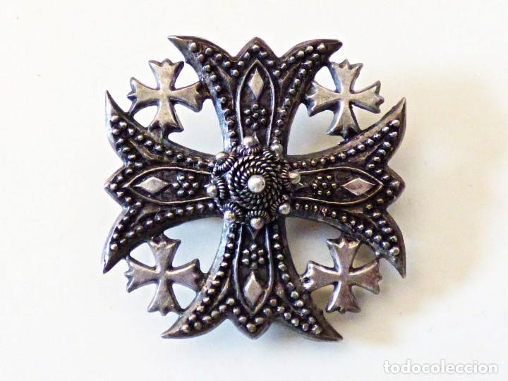 Antig&uuml;edades: CRUZ DE JERUSALEM DE LAS CRUZADAS CRISTIANAS. FILIGRANA PLATA 900