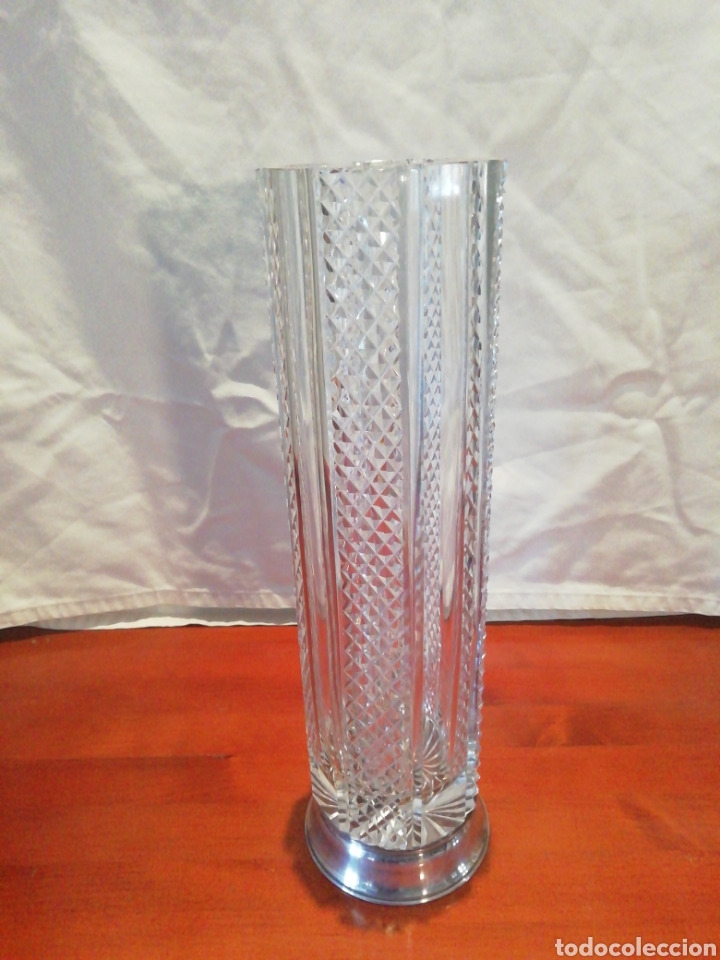 Oggetti Antichi: Jarr&oacute;n florero de cristal de roca y plata