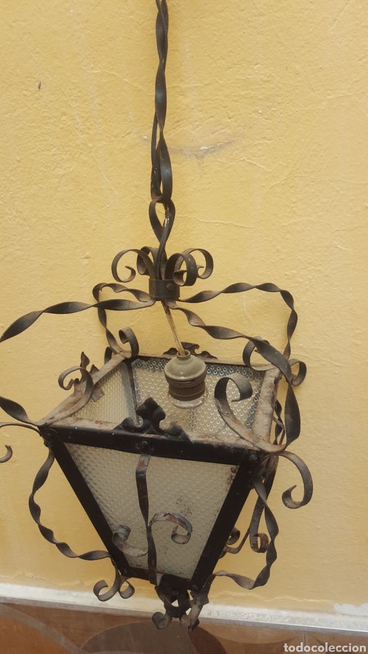 Antig&uuml;edades: ANTIGUO FAROL DE FORJA Y REMACHE. COMPLETO. FUNCIONANDO. - Foto 4
