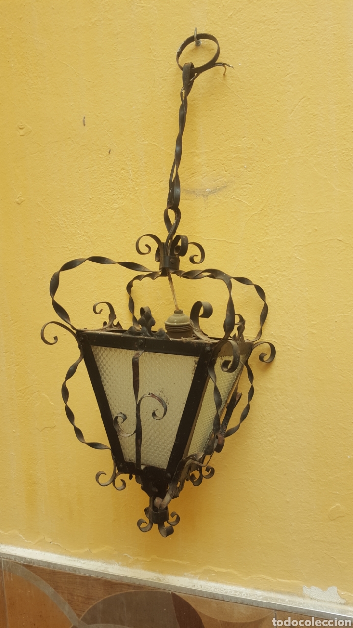 Antig&uuml;edades: ANTIGUO FAROL DE FORJA Y REMACHE. COMPLETO. FUNCIONANDO. - Foto 1