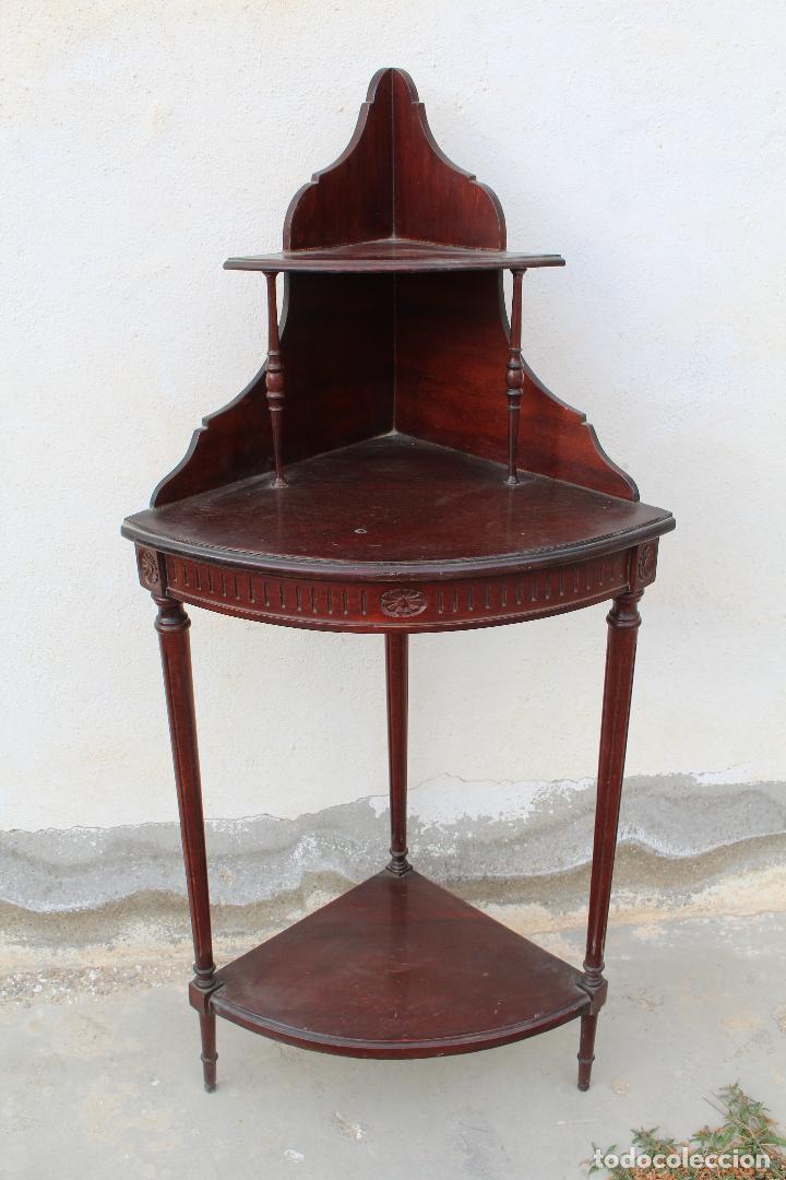 Antig&uuml;edades: mesa estante rinconera en madera maciza de caoba - Foto 3