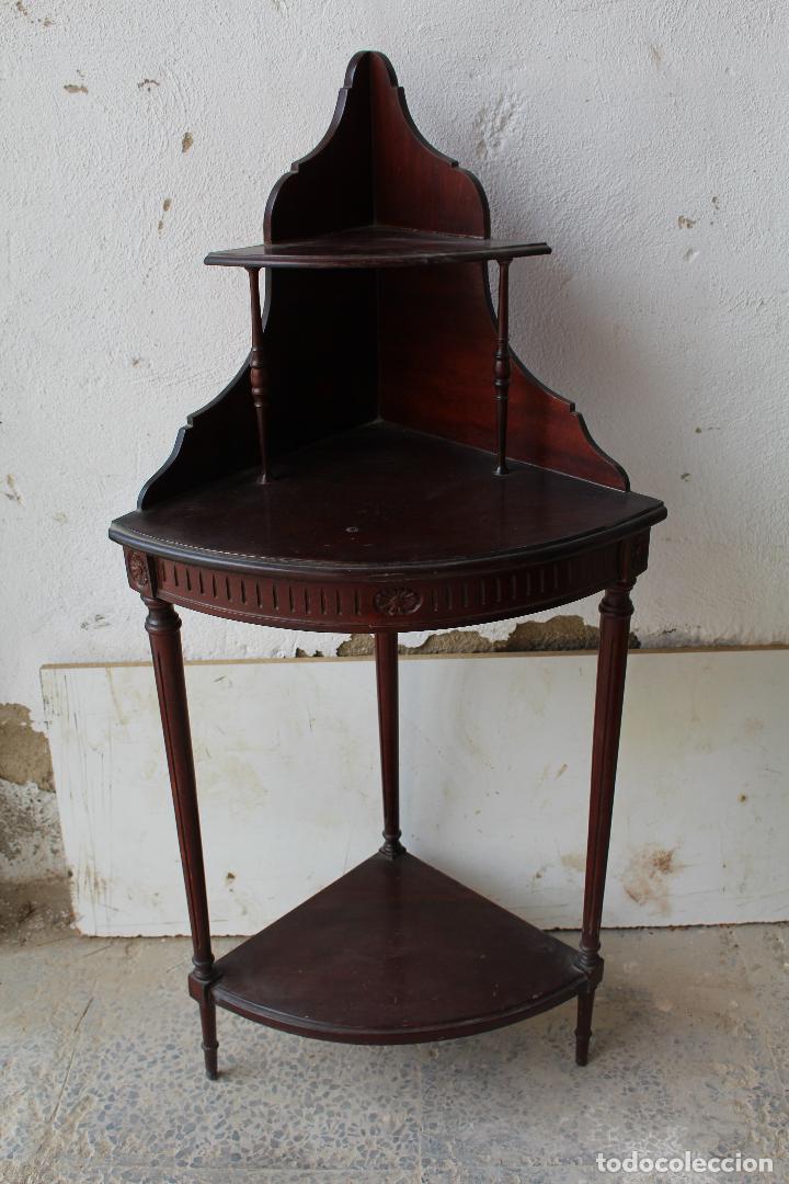 Antig&uuml;edades: mesa estante rinconera en madera maciza de caoba - Foto 4