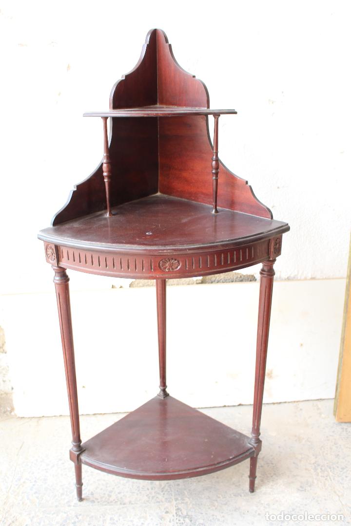 Antig&uuml;edades: mesa estante rinconera en madera maciza de caoba - Foto 5