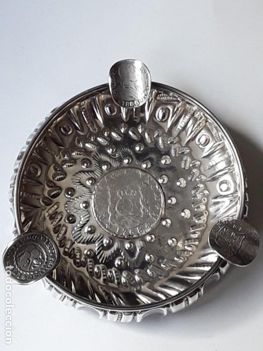 Antig&uuml;edades: CENICERO MONEDA DE PLATA MACIZA - Foto 1