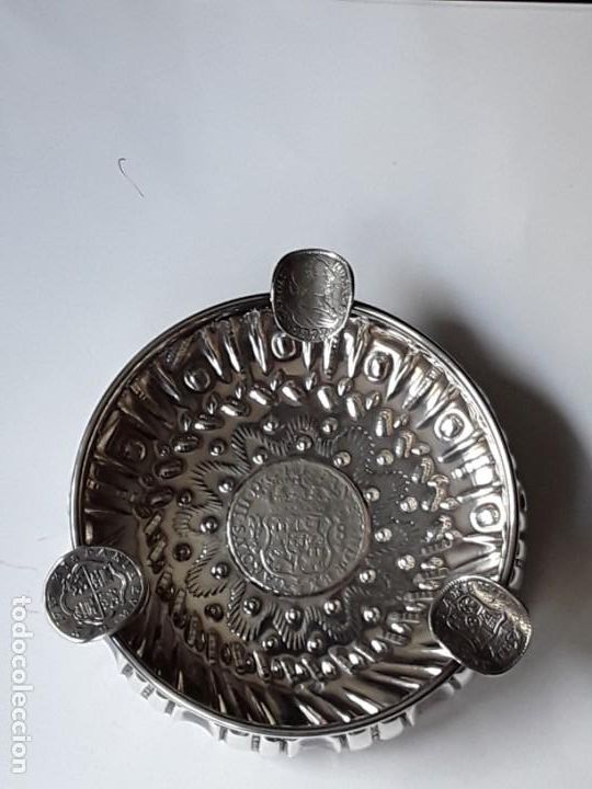 Antig&uuml;edades: CENICERO MONEDA DE PLATA MACIZA - Foto 1