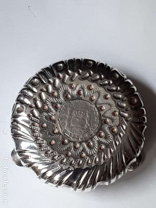 Antig&uuml;edades: CENICERO MONEDA DE PLATA MACIZA - Foto 2