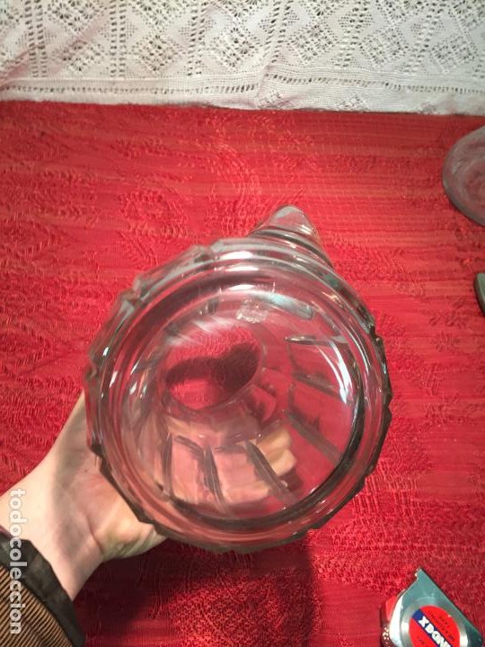 Antigüedades: Antigua jarra de cristal soplado a mano con dibujo años 40-50 - Foto 7 - 198139025