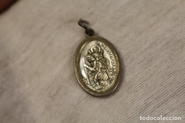 Antig&uuml;edades: st. christopher - medalla plateada y acristalada - Foto 2